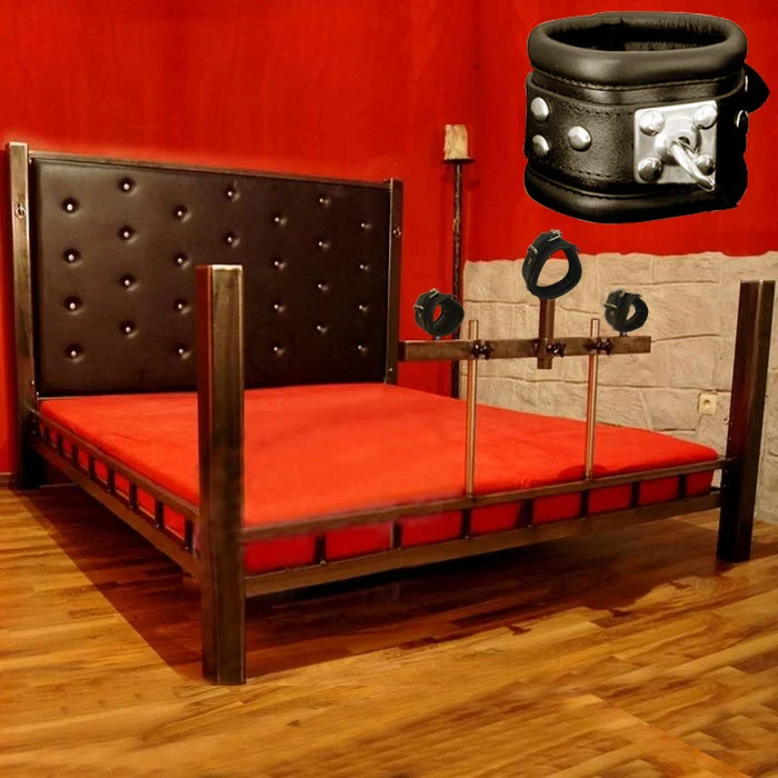 Mince.NL BDSM Meubels Stalen Bondage Bed Met Een Stalen Schandblok - Afbeelding 2