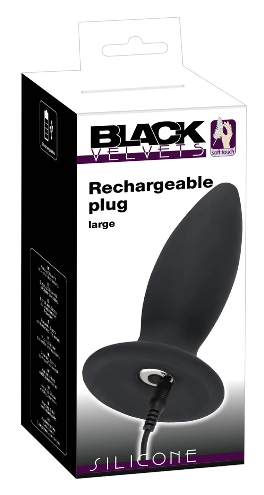 Oplaadbare Buttplug Met Vlakke Basis Large Van Black Velvets - Afbeelding 5