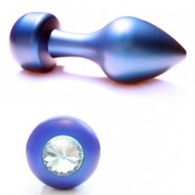MAE-Toys Blue Aluminum Butt Plug Jewelry Crystal
