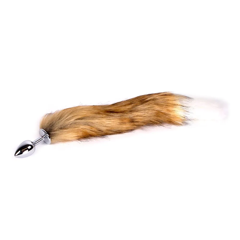 Kiotos Steel Fox Tail Plug Brown & White - Short Van Kiotos - Afbeelding 2