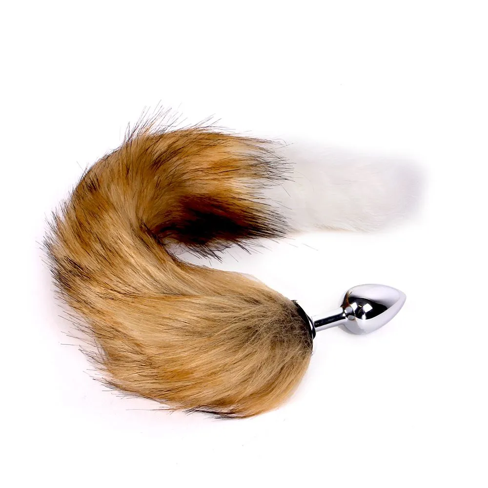 Kiotos Steel Fox Tail Plug Brown & White - Short Van Kiotos - Afbeelding 4