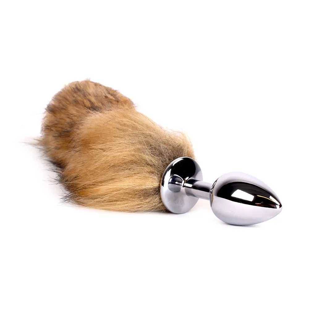 Kiotos Steel Fox Tail Plug Brown & White - Short Van Kiotos - Afbeelding 3