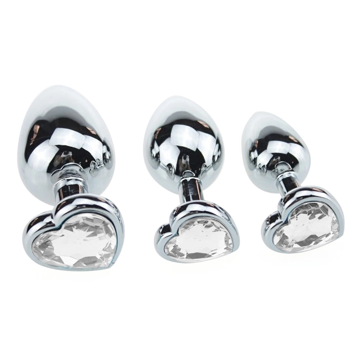 MAE-Toys 3-delige RVS Heart-Jewel Plug Set Voor Sierlijk Anaal Genot! - Afbeelding 2