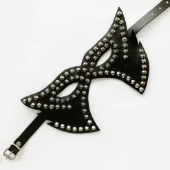 Zwarte Lederen Blinddoek Met Buttons Van Ledapol 335