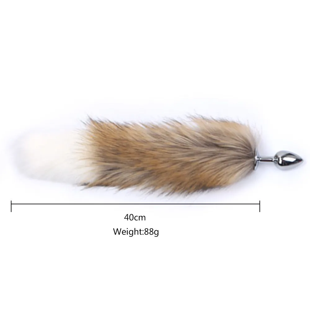 Kiotos Steel Fox Tail Plug Brown & White - Short Van Kiotos - Afbeelding 5